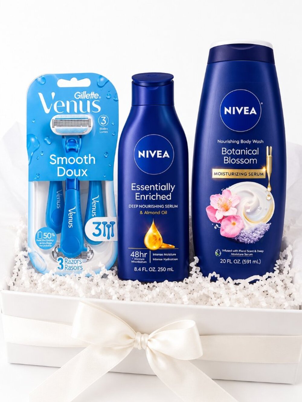 Care Package Set - Nivea Body Wash and Lotion Set With Gillette Smooth Razors